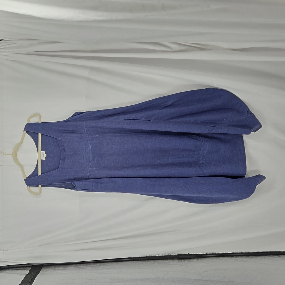 Cali & Co. Oversized Linen Maxi Dress Curved Bottom Pullover Sleeveless SZ L/XL